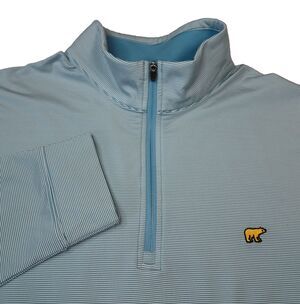 Jack Nicklaus Performance Golf 1/4 Zip Pullover Mens Sz Large Blue Micro Stripe